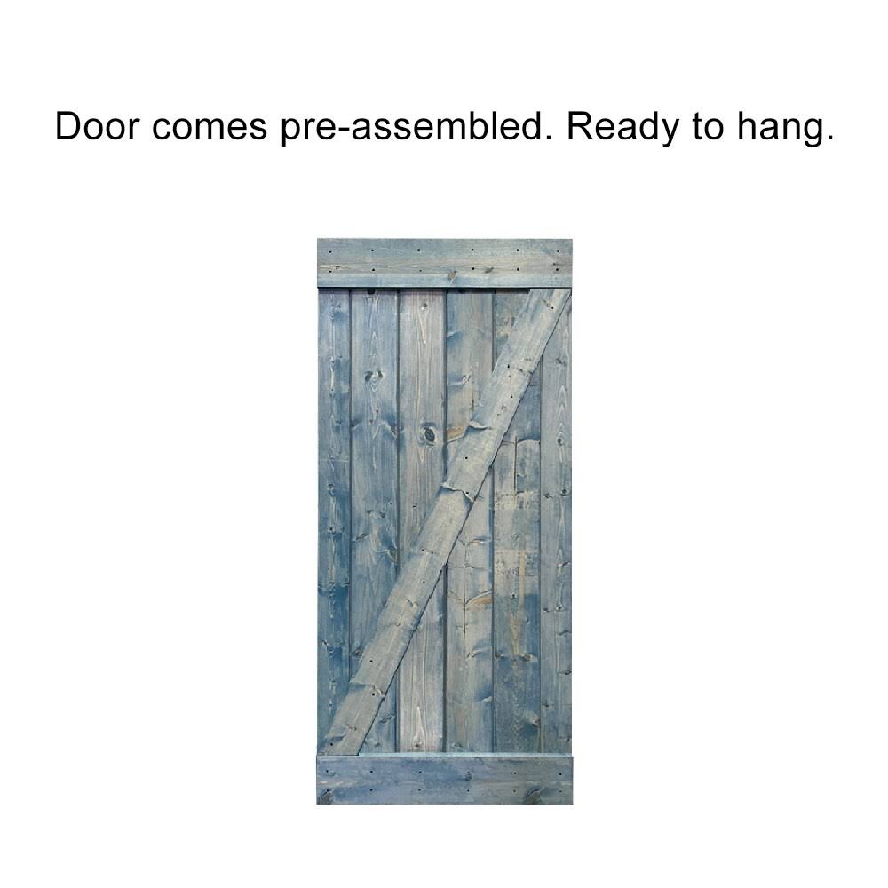 White Stained Wood Interior Sliding Barn Door with Hardware Kit N791901