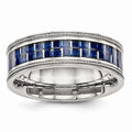 Stainless Steel Ring with Blue Carbon Fiber Inlay O451551