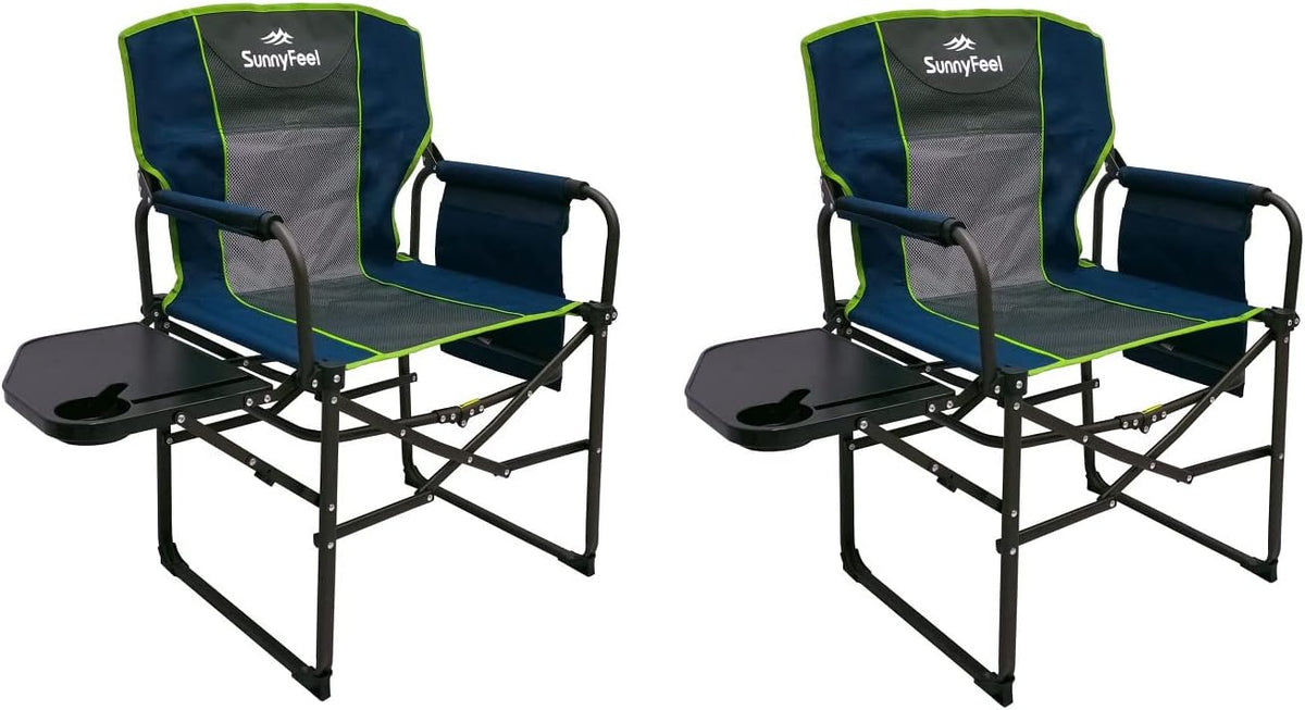 Heavy Duty Oversized Portable Folding Chair with Side Table F386