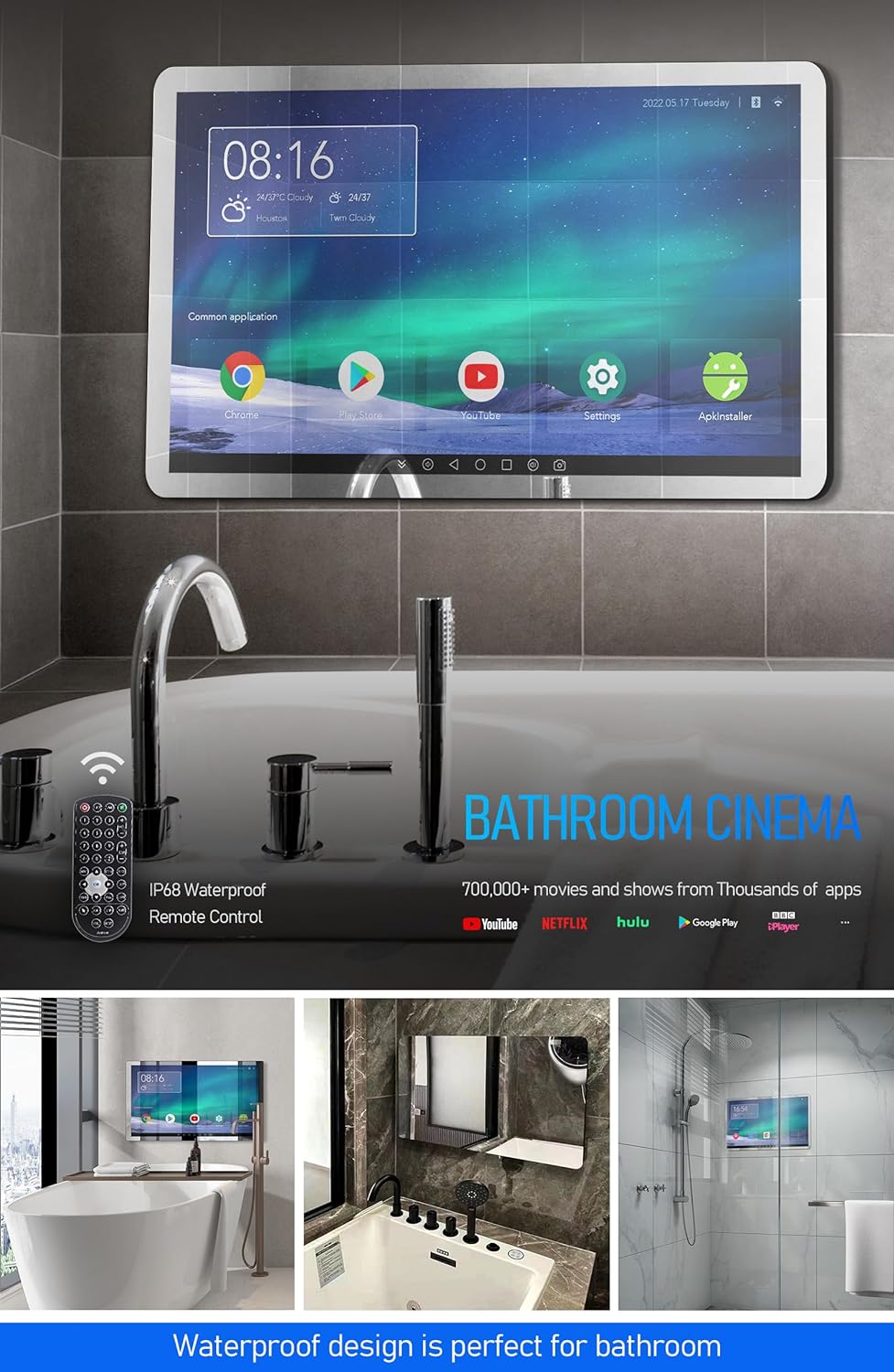 21.5 inch Smart Touchscreen Mirror TV, Full HD 1080P, Black G8370