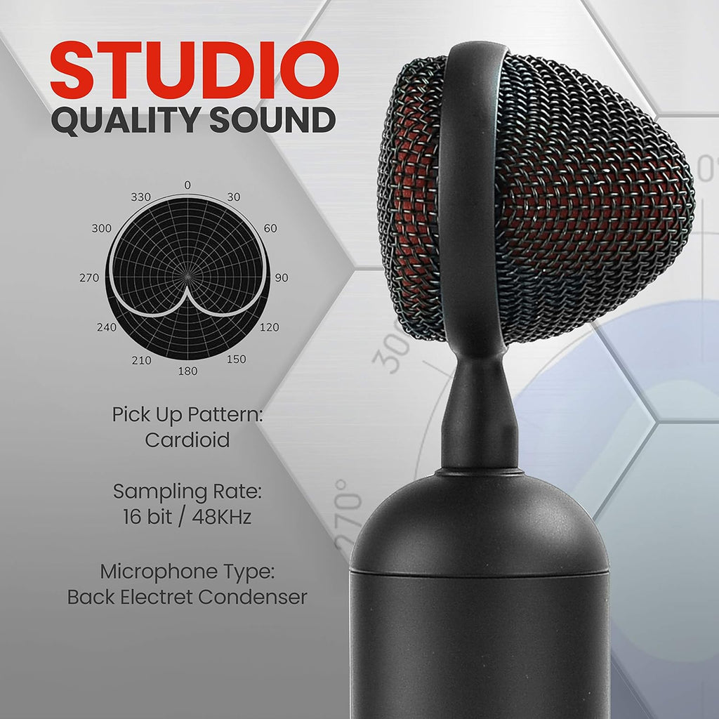 USB Cardioid Condenser Microphone with USB Cable, Built-in Pop Filter, Adjustable Desktop Stand N7633
