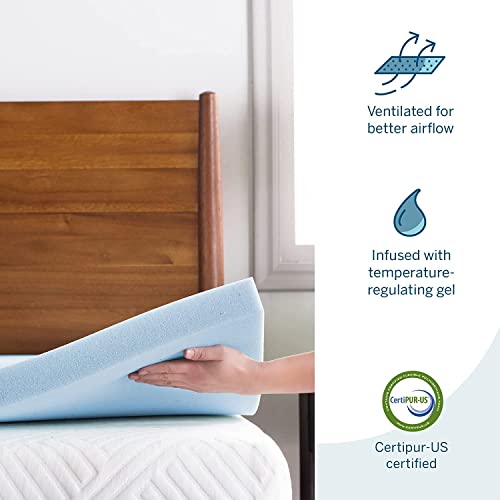 4 Inch Gel Memory Foam Mattress Topper, Twin XL, Blue A17969