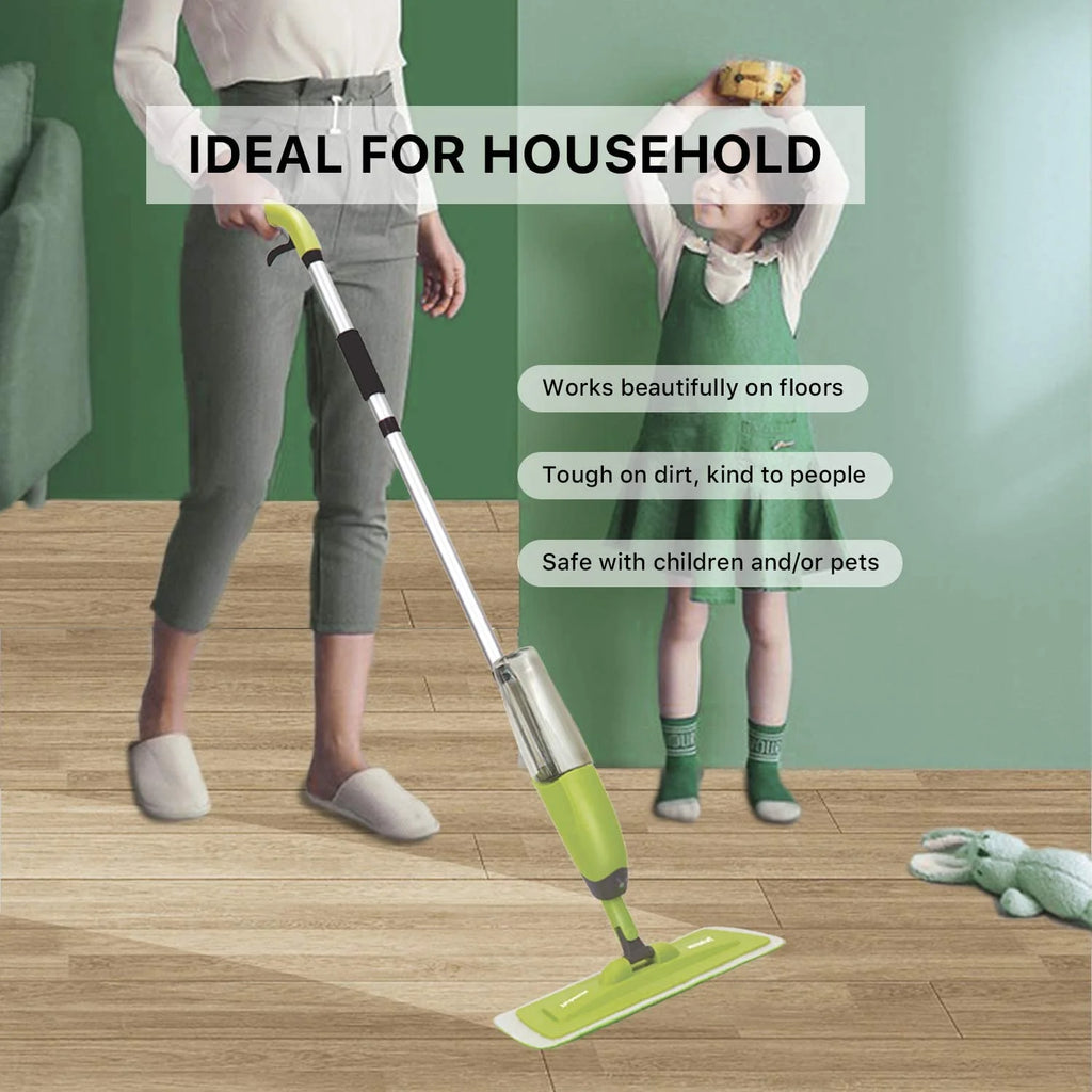 Microfiber Spray Mop with 2 Refillable Water Bottles, 4 Washable Mop Pads, 650 ml F714
