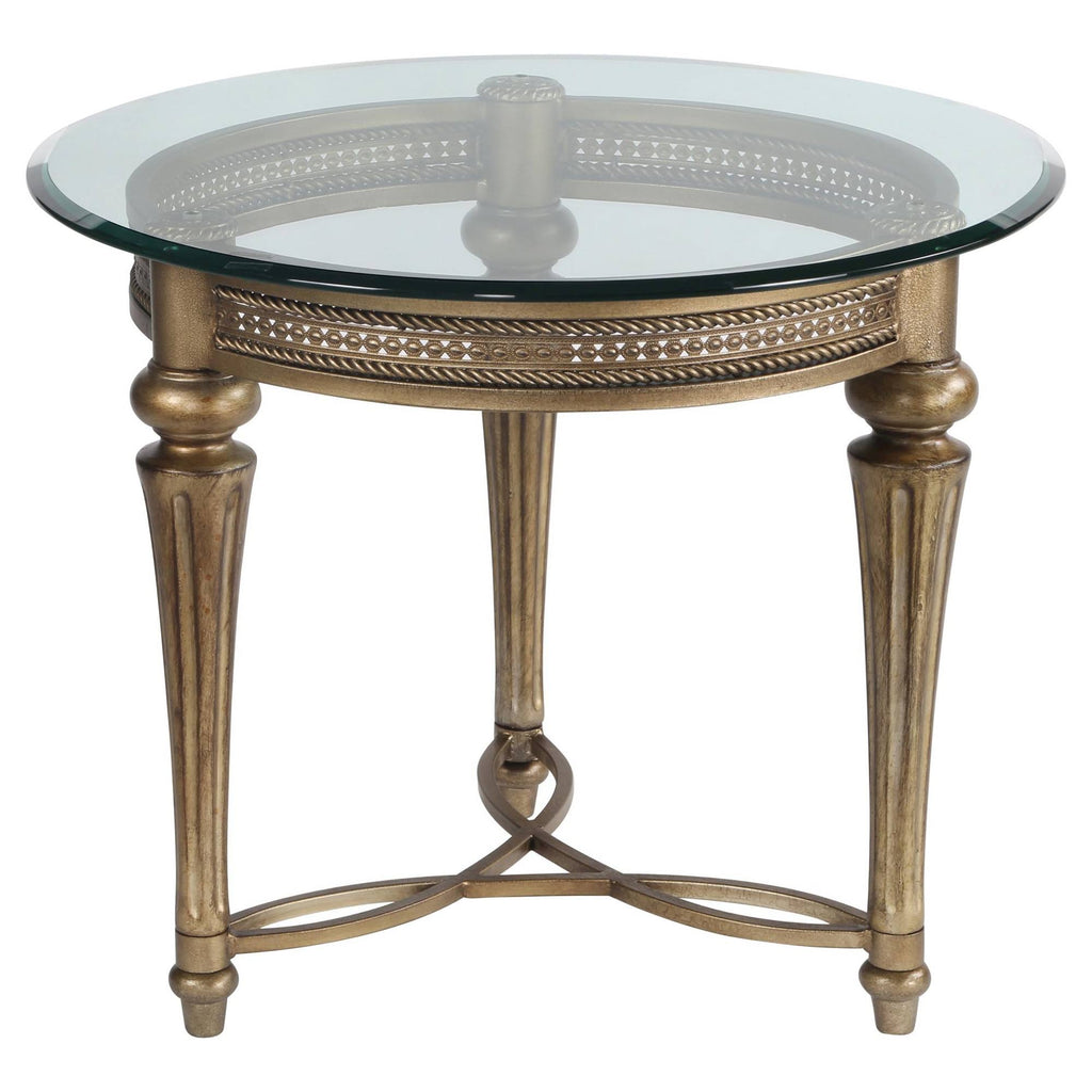 Round End Table with Glass Top Z64129