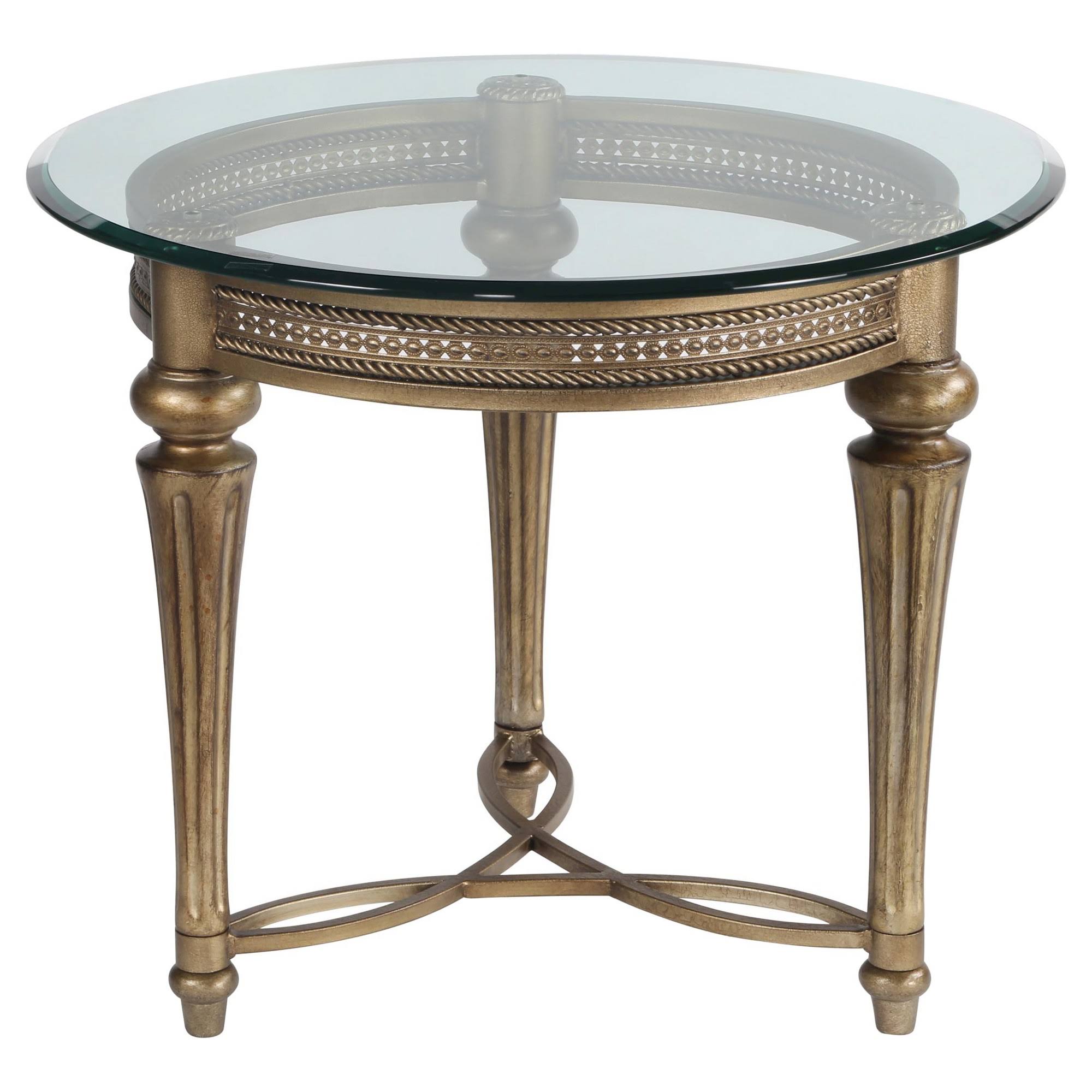 Round End Table with Glass Top Z64129
