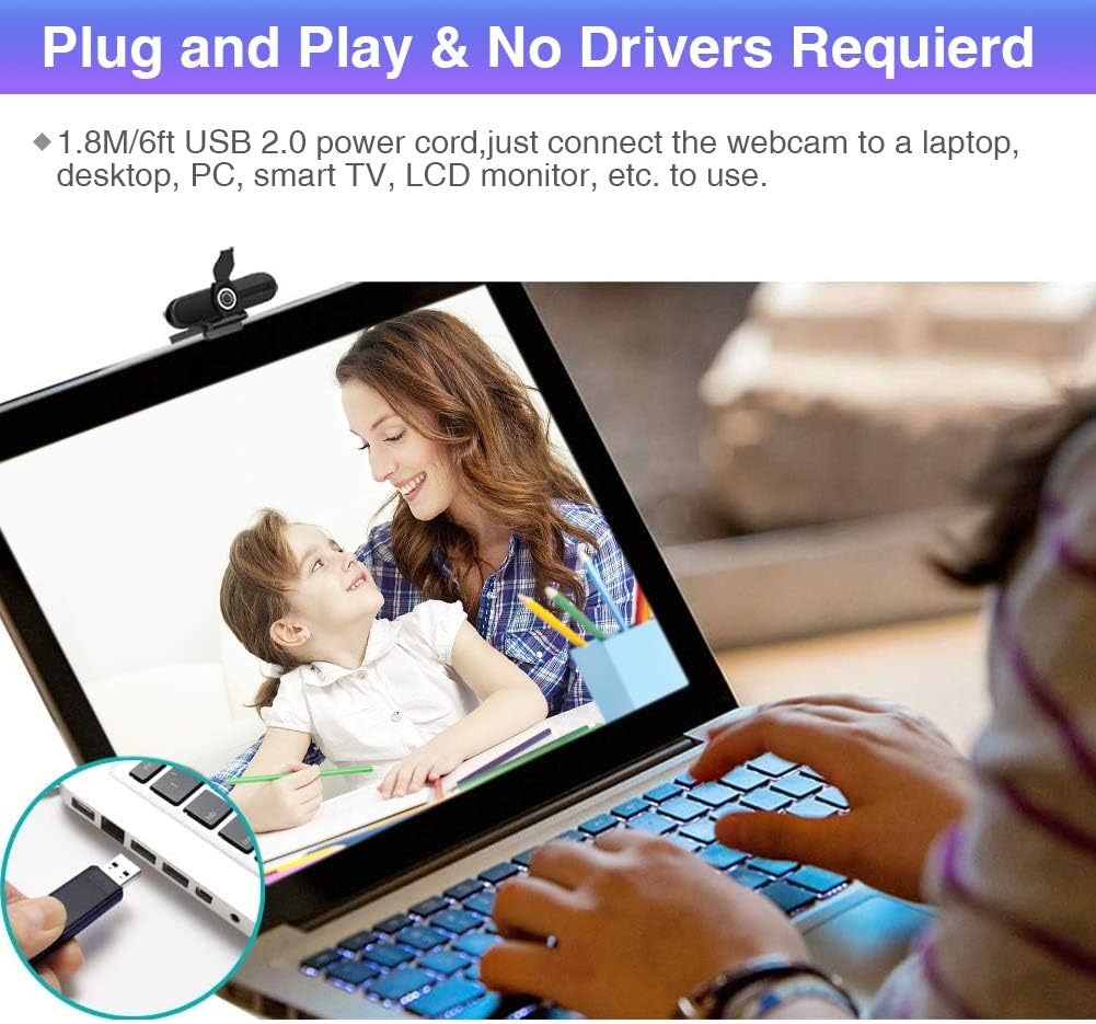 4K Webcam with Microphone, Privacy Cover Z5125