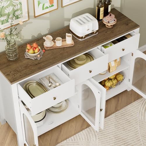 Black 55.1" Wood Buffet Cabinet with 3 Drawers and 4 Doors H700