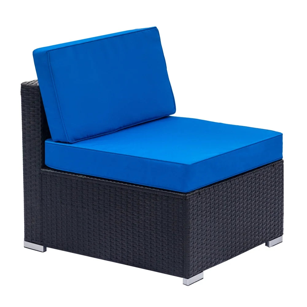 Black Embossed Woven Rattan Sofa Set with 2 Middle Sofas, 4 Single Sofas, 1 Coffee Table X661