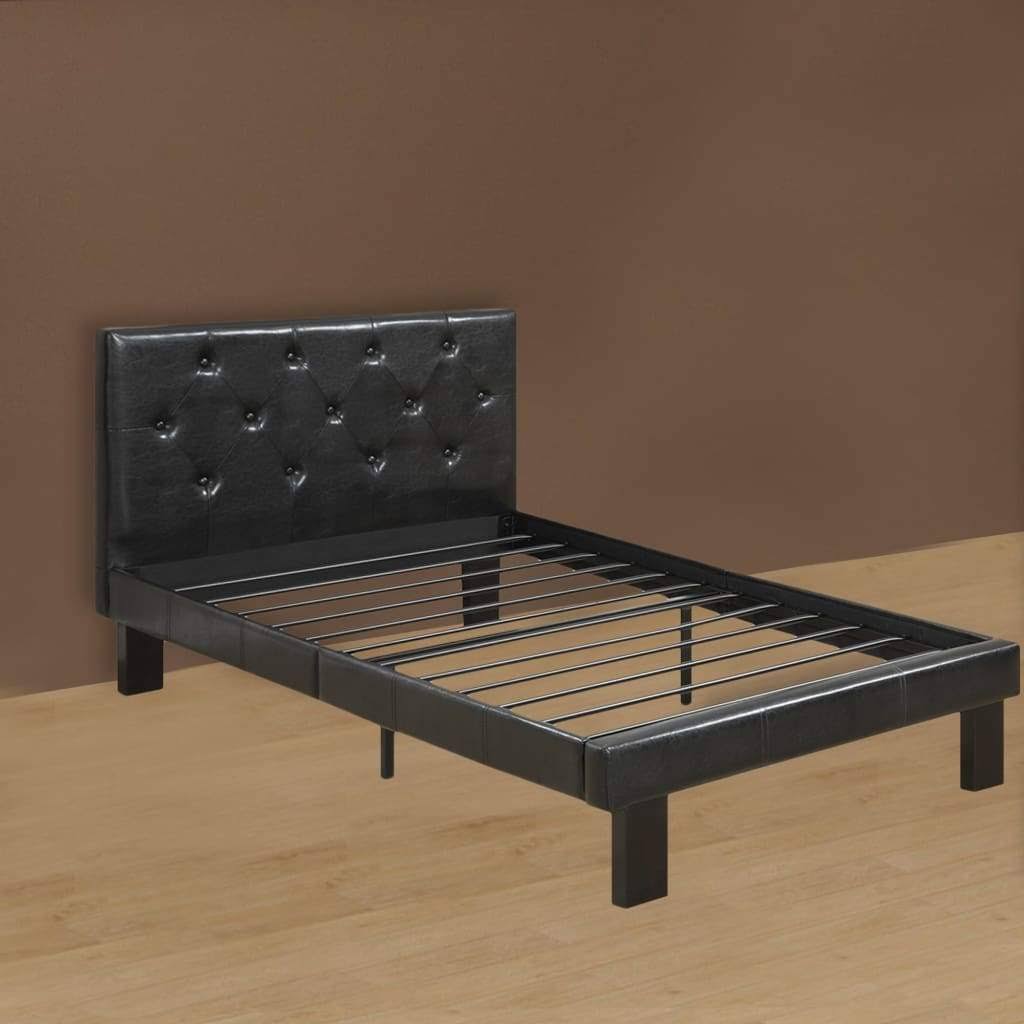 Black Faux Leather Headboard Full Bed D438