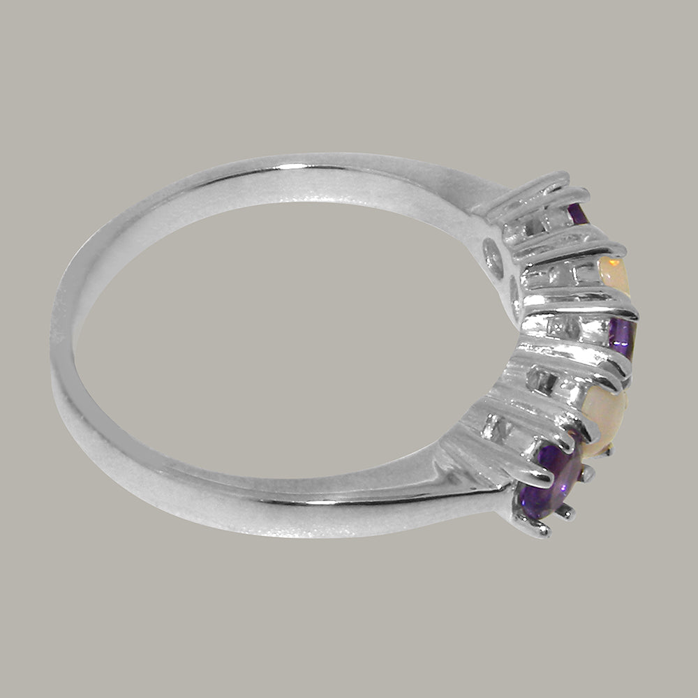 925 Sterling Silver Amethyst & Opal Eternity Ring P76905