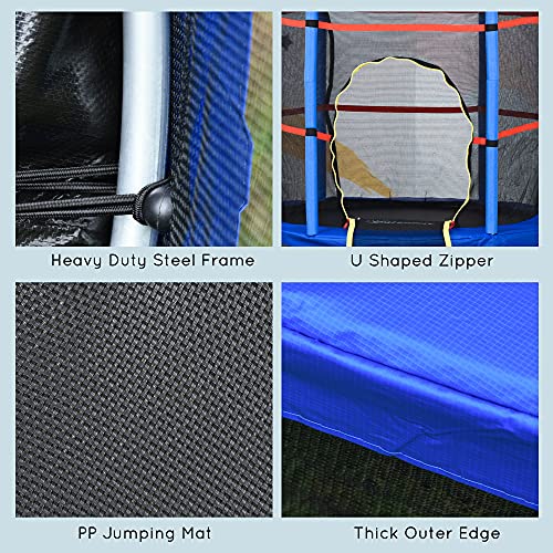 Kids Trampoline with Enclosure Net, Springless Design, Safety Pad and Steel Frame F54954