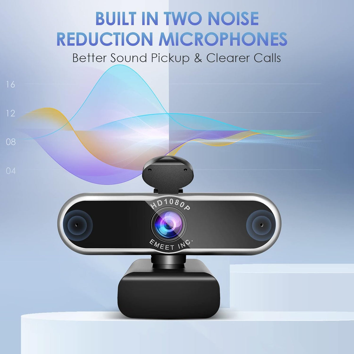 1080P Auto Focus Webcam with Microphone, Privacy Cover, 96° Ultra Wide Angle, Pack of 2 M698