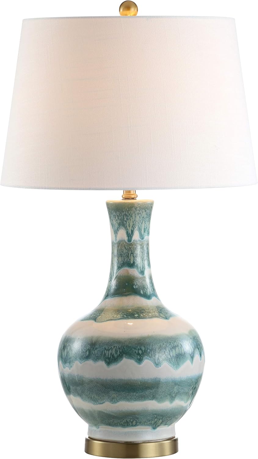 Green Striped Ceramic LED Lamp B857286