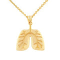 14K Yellow Gold Lungs Anatomy Pendant Necklace with 20" Chain S481714