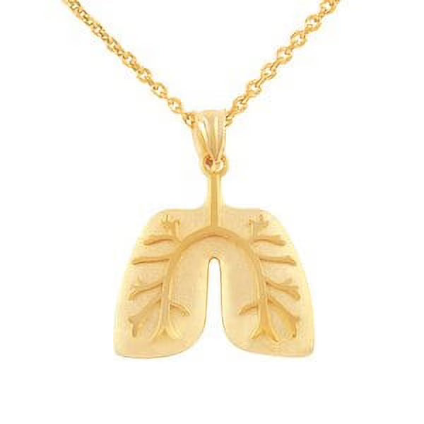 14K Yellow Gold Lungs Anatomy Pendant Necklace with 20" Chain S481714