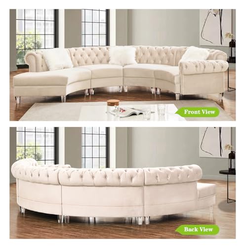 Cream Velvet Semi Circular Sofa Sectional M815116