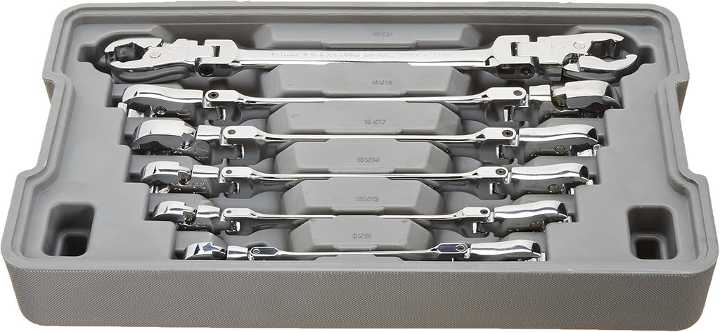 5 Pc. Ratcheting Flex Head Flare Nut Wrench Set, SAE M16747