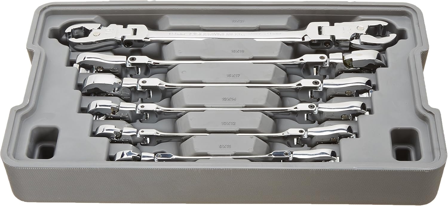 5 Pc. Ratcheting Flex Head Flare Nut Wrench Set, SAE M16747