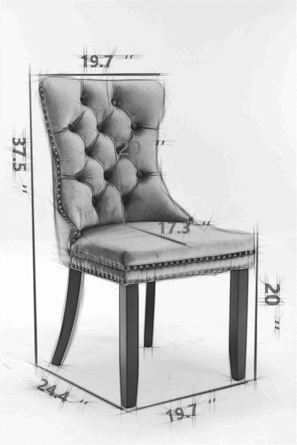 Beige Velvet Upholstered Dining Chair 2-Pcs Set A3781