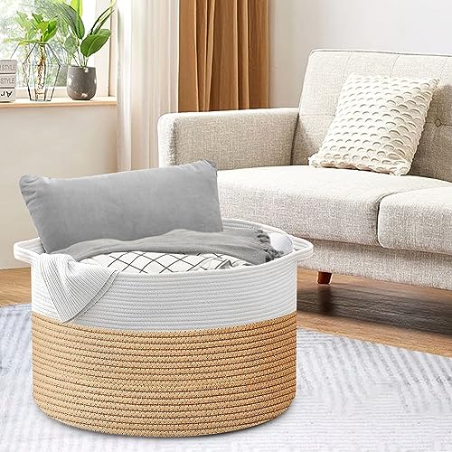 Large Woven Cotton Rope Blanket Basket Q406371
