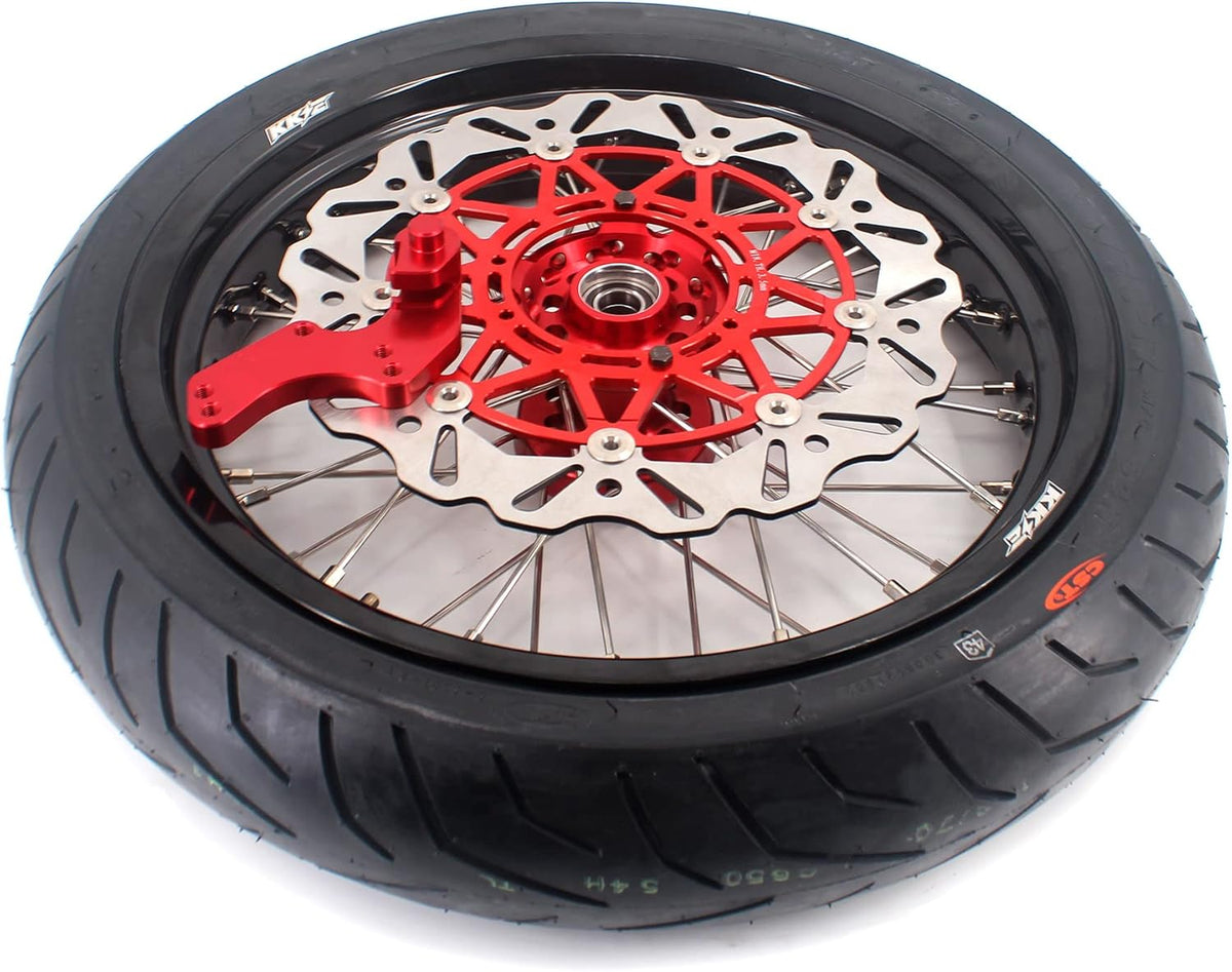 Red Hub Supermoto Wheels with CST Tires L105