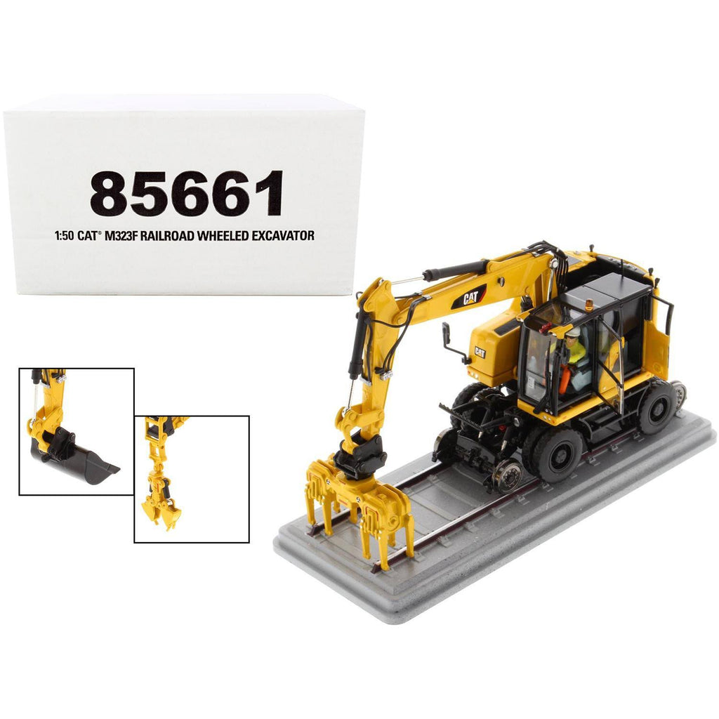 Safety Yellow Wheeled Excavator 1/50 Diecast Model A54881