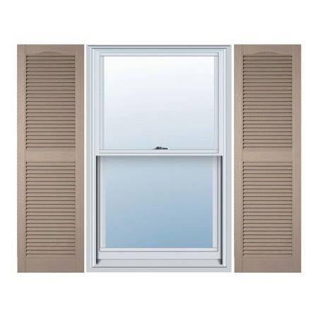 Vinyl Standard Cathedral Top Center Mullion Open Louver Shutters Z36380