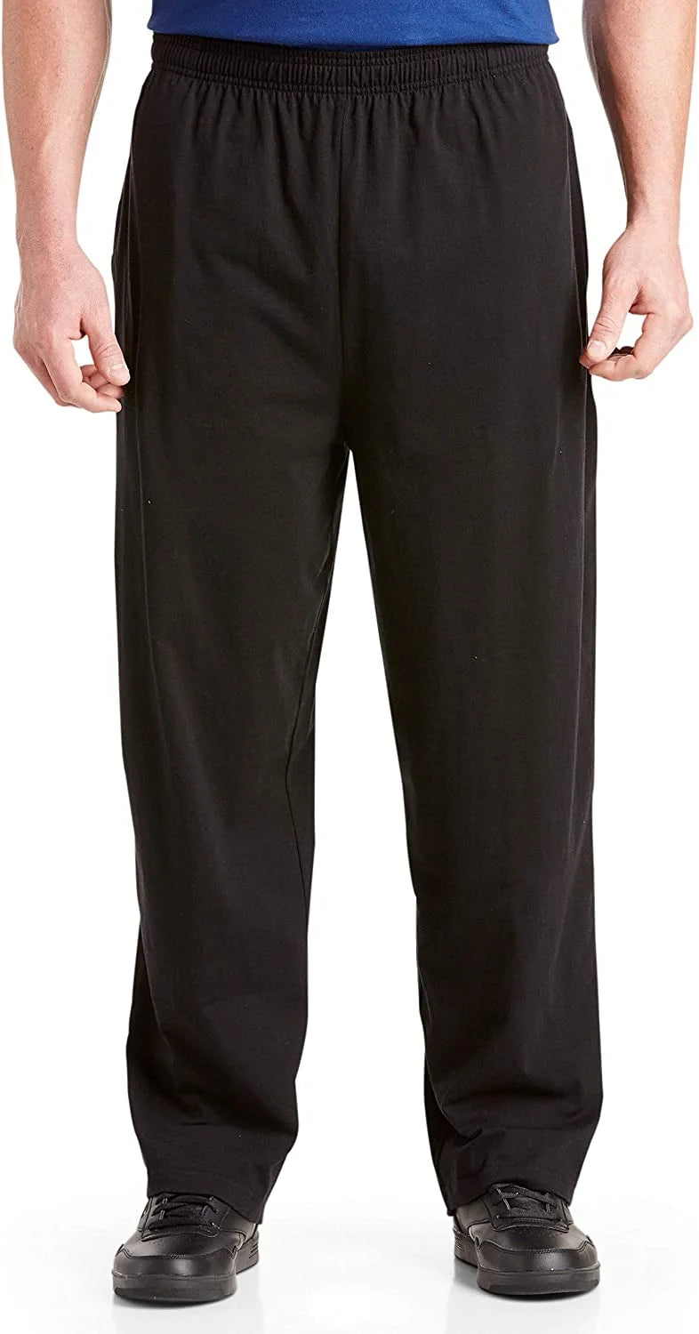 Black Open-Hemmed Jersey Pants O673