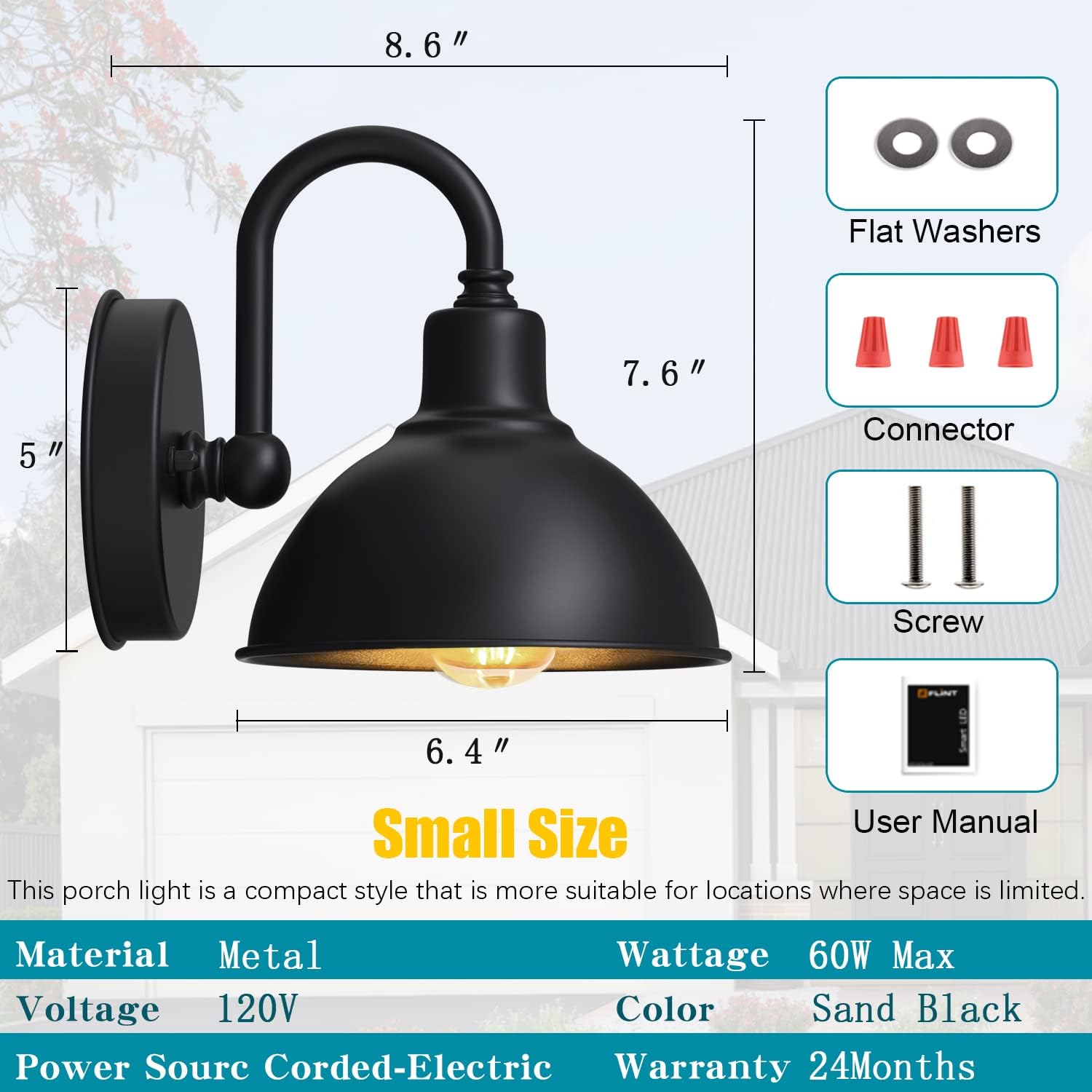 Outdoor Gooseneck Barn Light Fixture with E26 Bulbs F47495