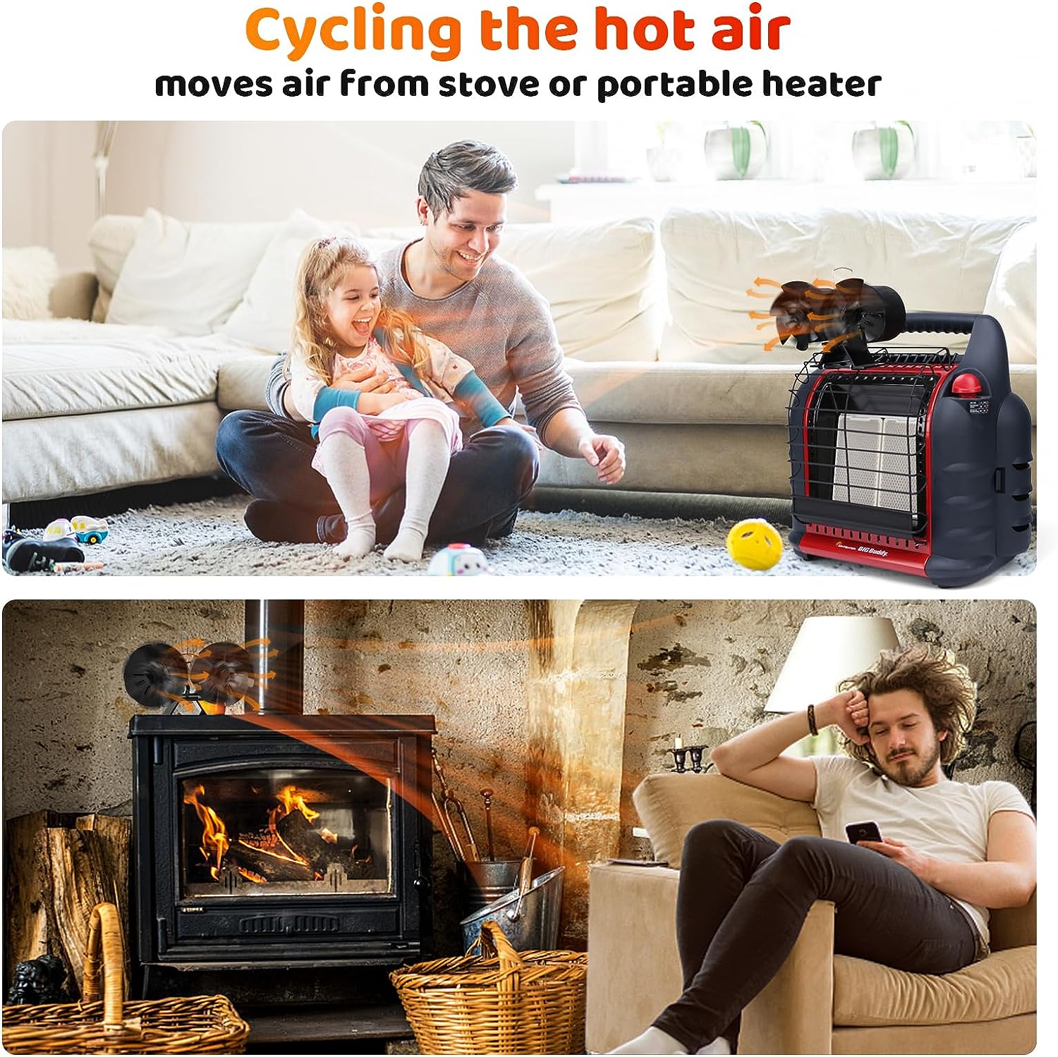 12 Blades Heat Powered Stove Fan with Bracket W60331