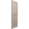 Vinyl Standard Cathedral Top Center Mullion Open Louver Shutters Z36380