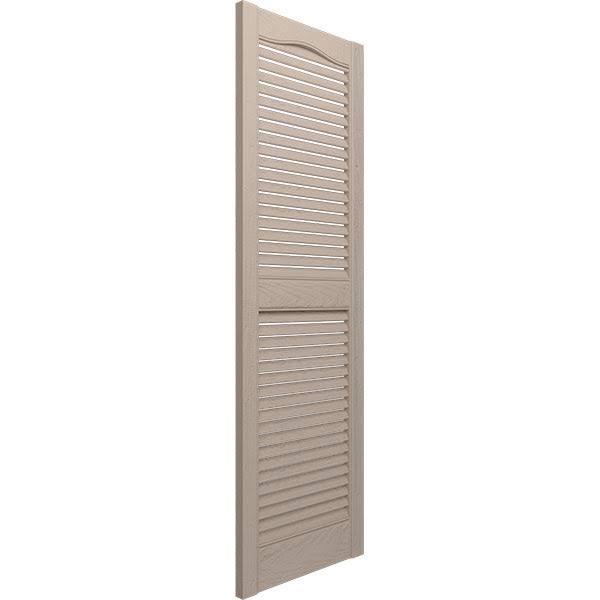 Vinyl Standard Cathedral Top Center Mullion Open Louver Shutters Z36380