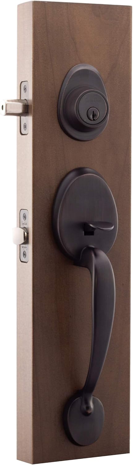 Tuscan Bronze Front Door Handle Set with Colonial Knob Trim N491