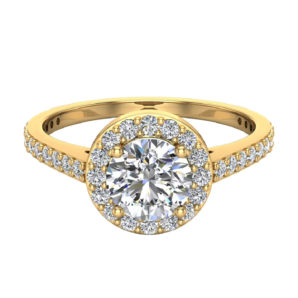1.48 CT GIA Certified Round Brilliant Diamond Halo Engagement Ring 14K Gold S862