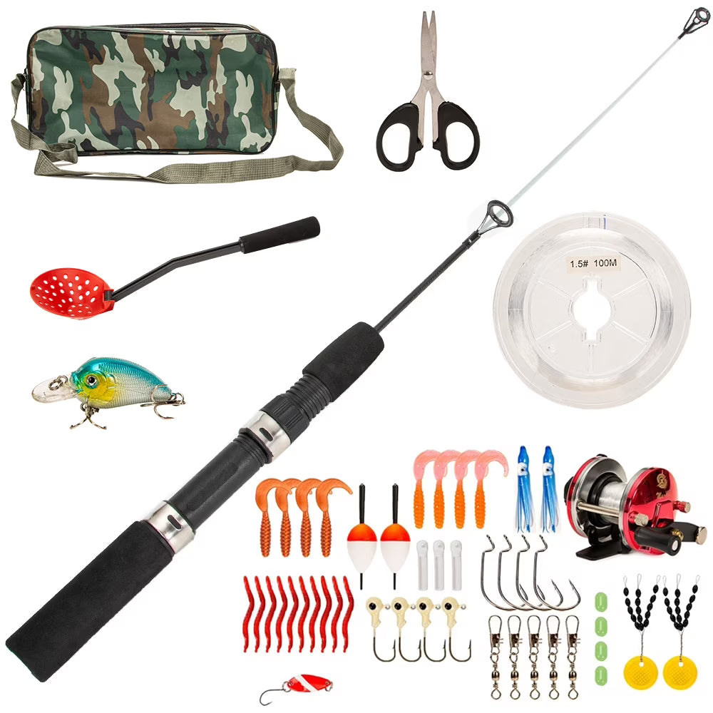 52pcs Ice Fishing Gear Set with Spinning Rod I580859