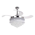 Crystal LED Chrome Retractable Blades Ceiling Fan with Light Kit and Remote Control L287935
