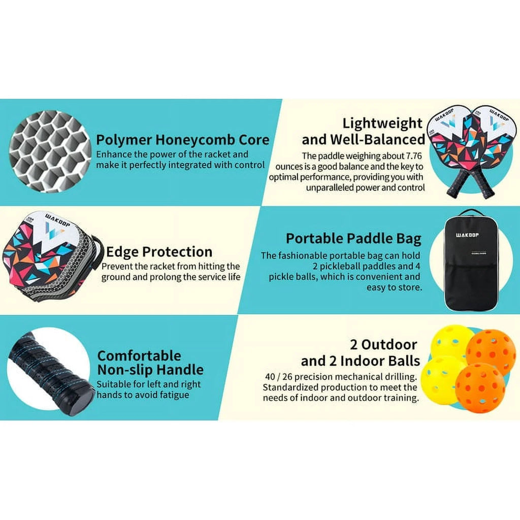 Graphite Pickleball Paddle Set with 4 Balls and Cover Bag M21342