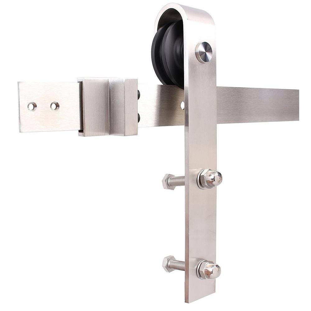 Weather Gray Stained Wood Interior Sliding Barn Door with Hardware Kit U9302