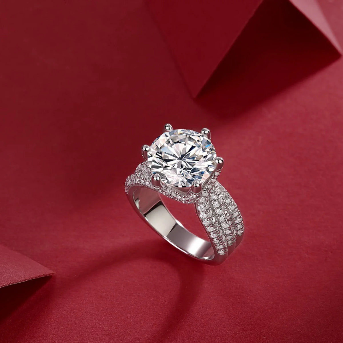 5ct Round Cut Moissanite Engagement Ring with Certificate S769
