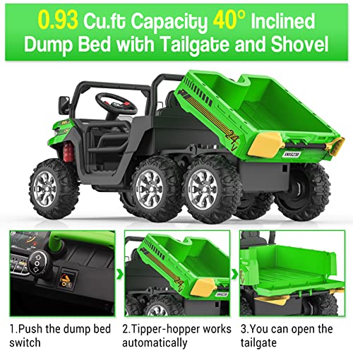 Ride On Dump Truck with Remote Control Electric UTV Vehicles with Electric Dump Bed, 4WD 6 Wheels Ride On Toys L826341