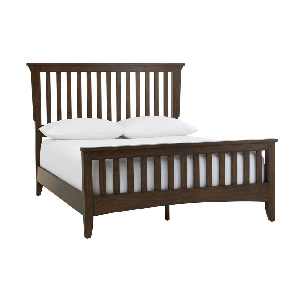 Walnut Finish King Mission Style Bed V81812
