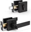 Matte Black Solid Steel Entry Door Handle Set with Deadbolt and Lever, Pack of 2 N67645