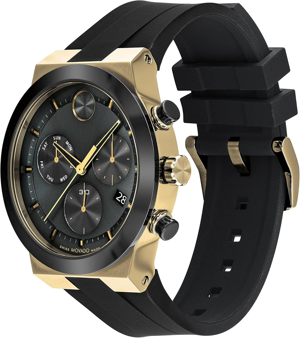 Swiss Quartz Chronograph Watch with Silicone Strap, 44.50mm O533