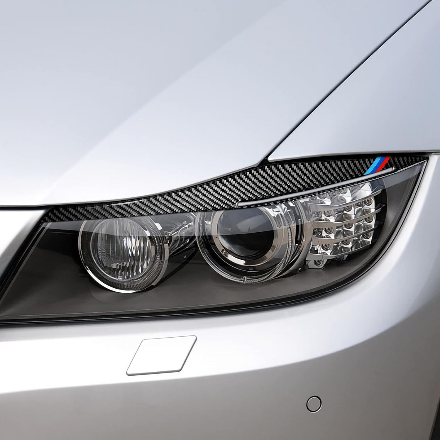 Carbon Fiber Headlights Eyebrows Sticker Decals Trim Cover for BMW E90 D4073