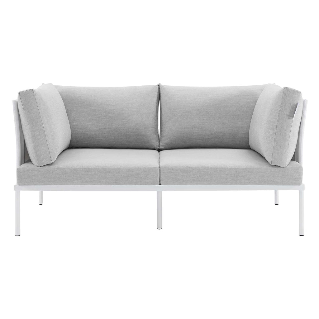 White Gray Aluminum Outdoor Loveseat W481495