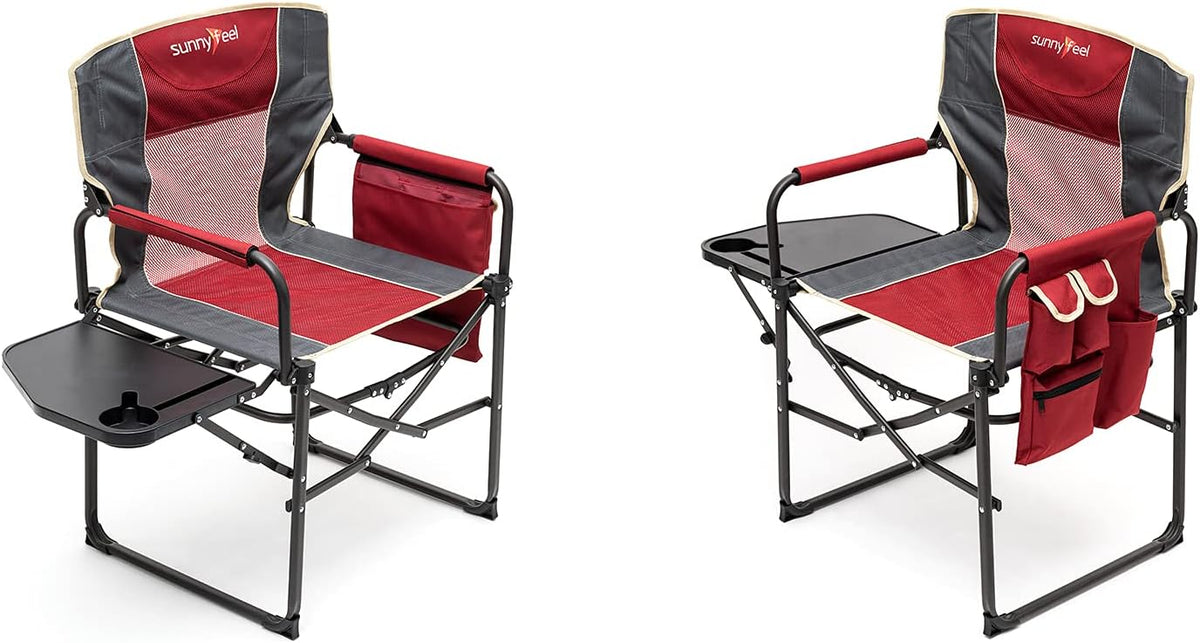Heavy Duty Oversized Portable Folding Chair with Side Table F386