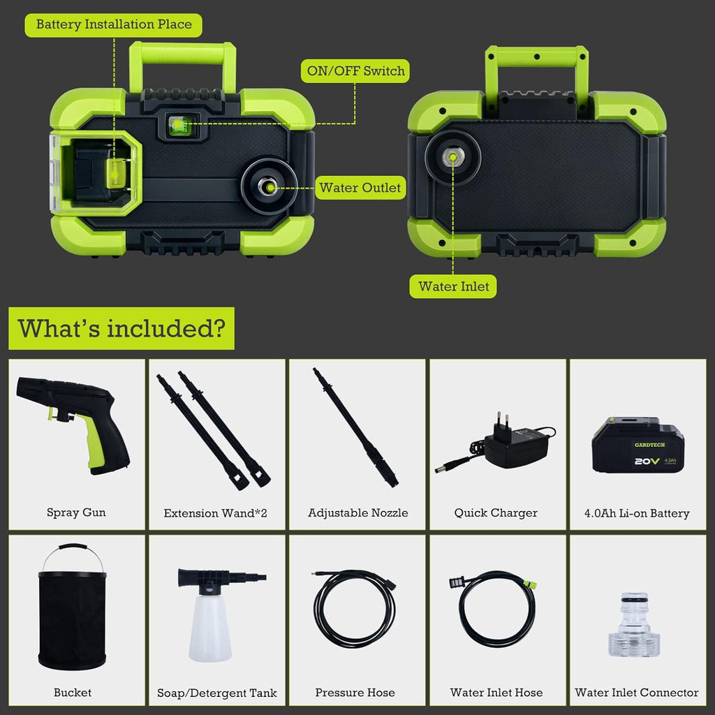 Cordless High Pressure Washer with 4.0A Li-on Battery I463026