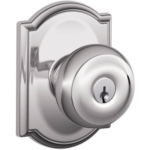 Georgian Keyed Entry Door Knob Polished Chrome I729187