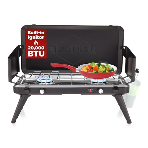 2-in-1 Gas Camping Stove and Griddle with Foldable Legs F179986