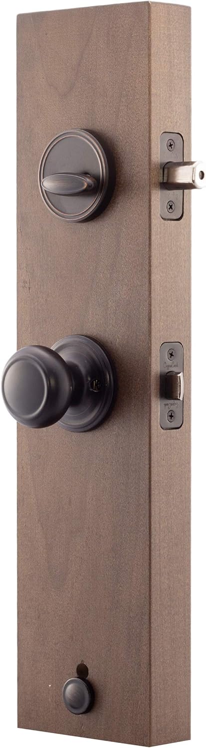 Tuscan Bronze Front Door Handle Set with Colonial Knob Trim N491
